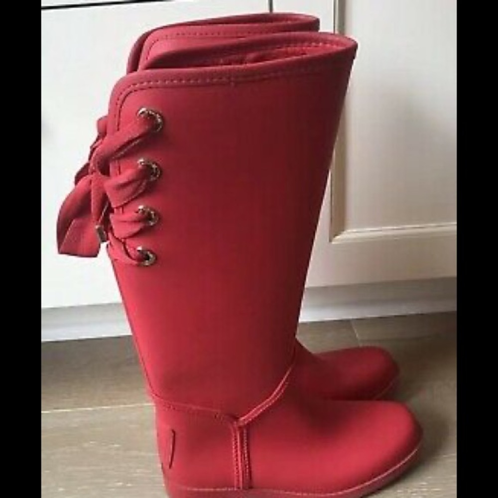 GORGEOUS Coach red rain boots -Only worn once!